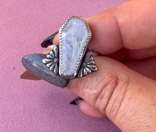 Moonstone Coffin ring Size 8.5