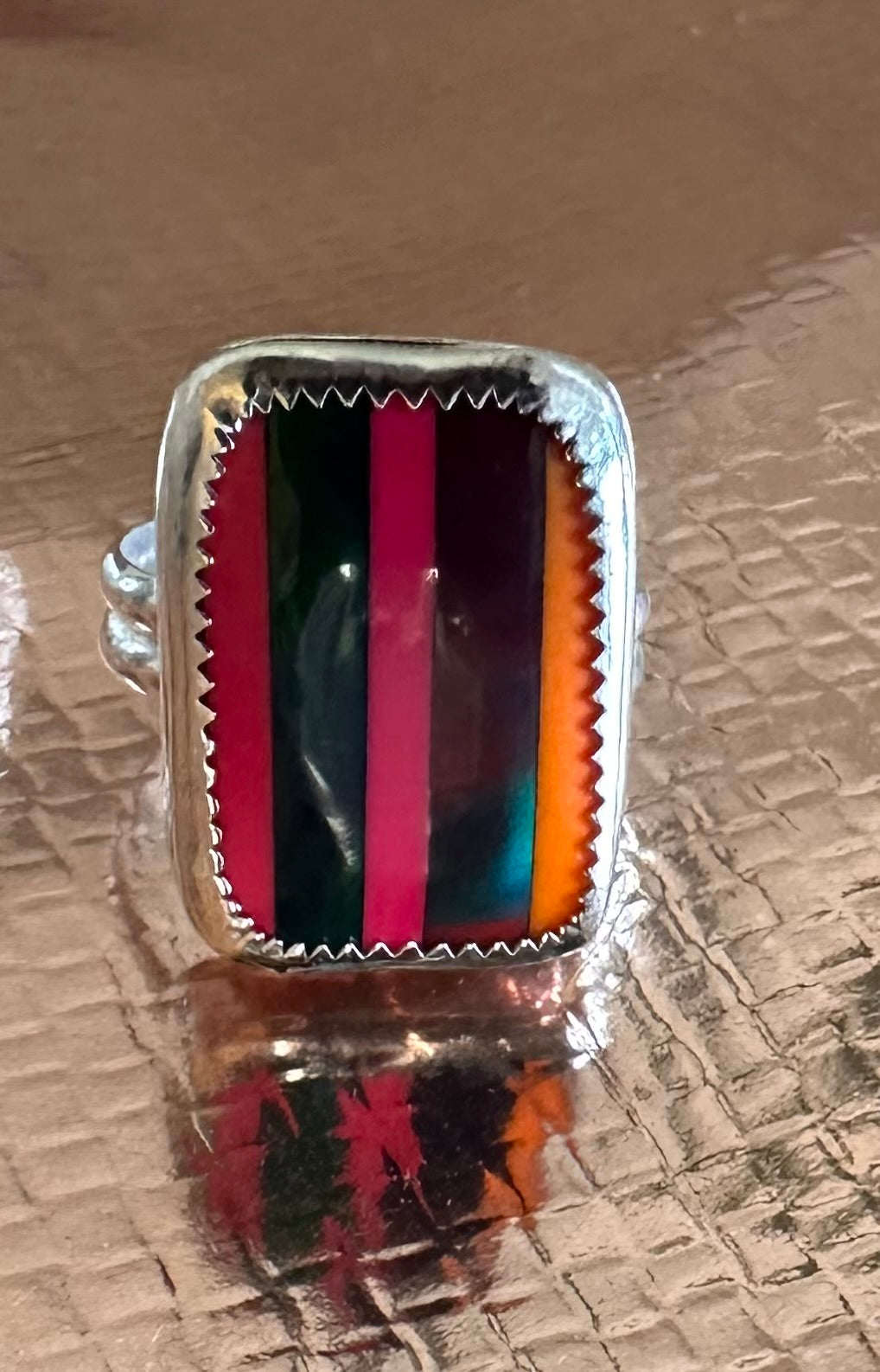 Aura inlay w/ orange & pink size 8