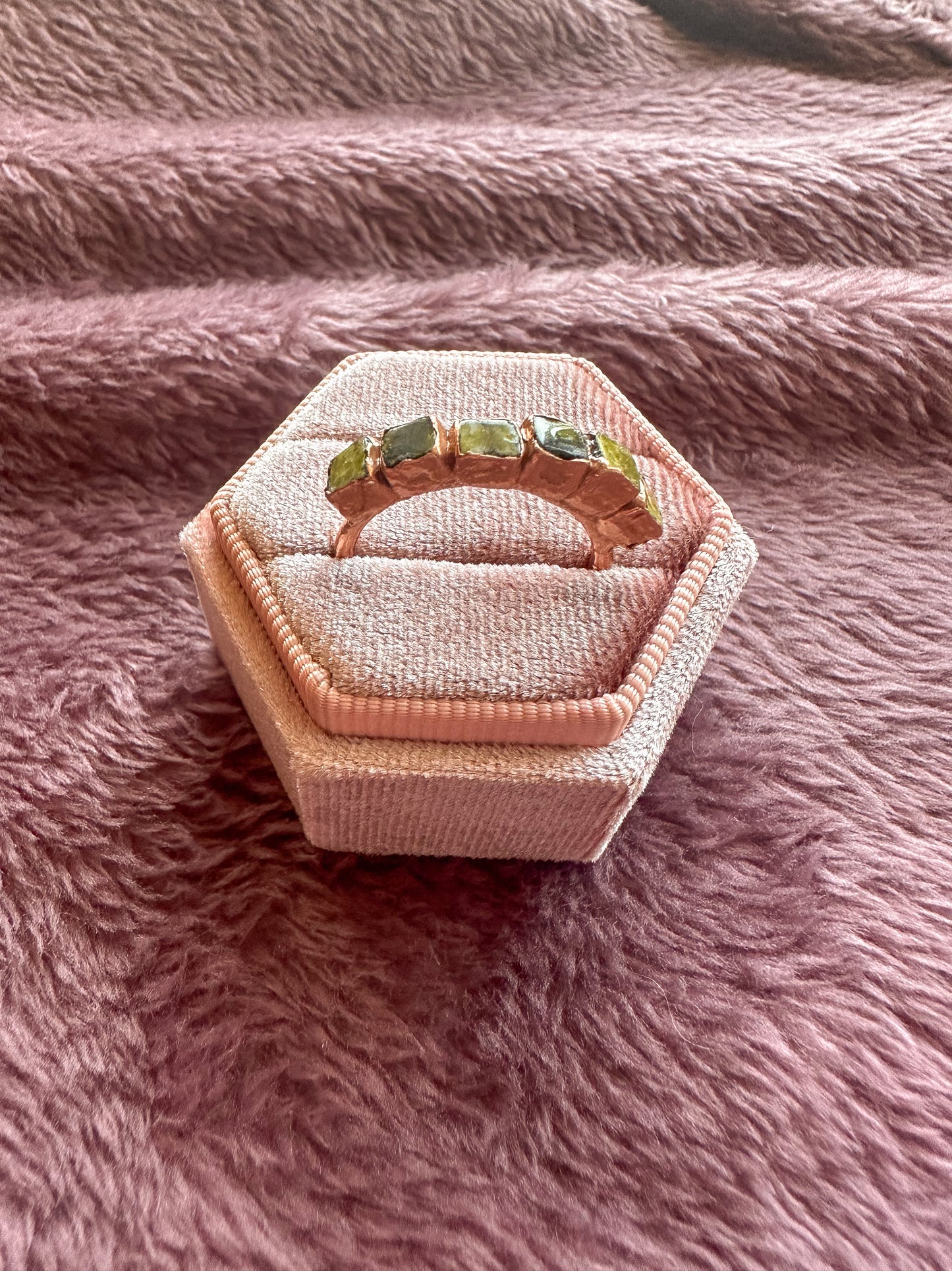 Green Serpentine Copper Ring
