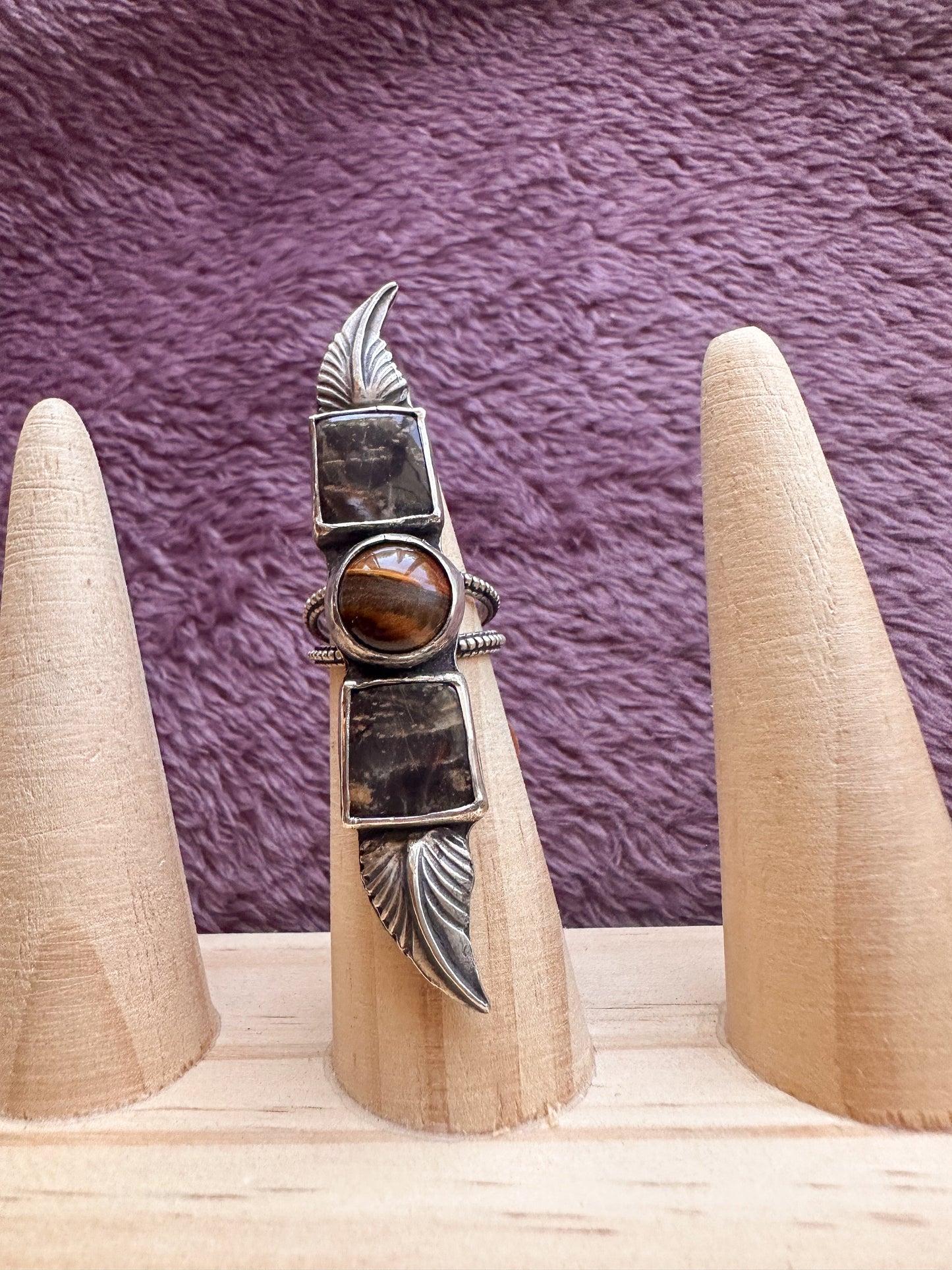 Spring 18 | Tigers eye and jasper silver ring | Size 6.5