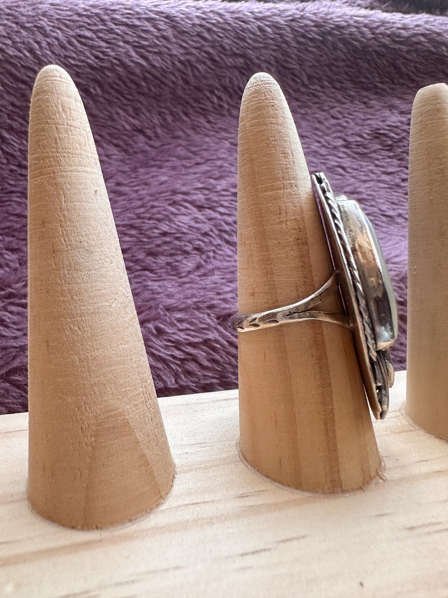 Spring 25 | Moonstone and marble silver ring | Size 10.5