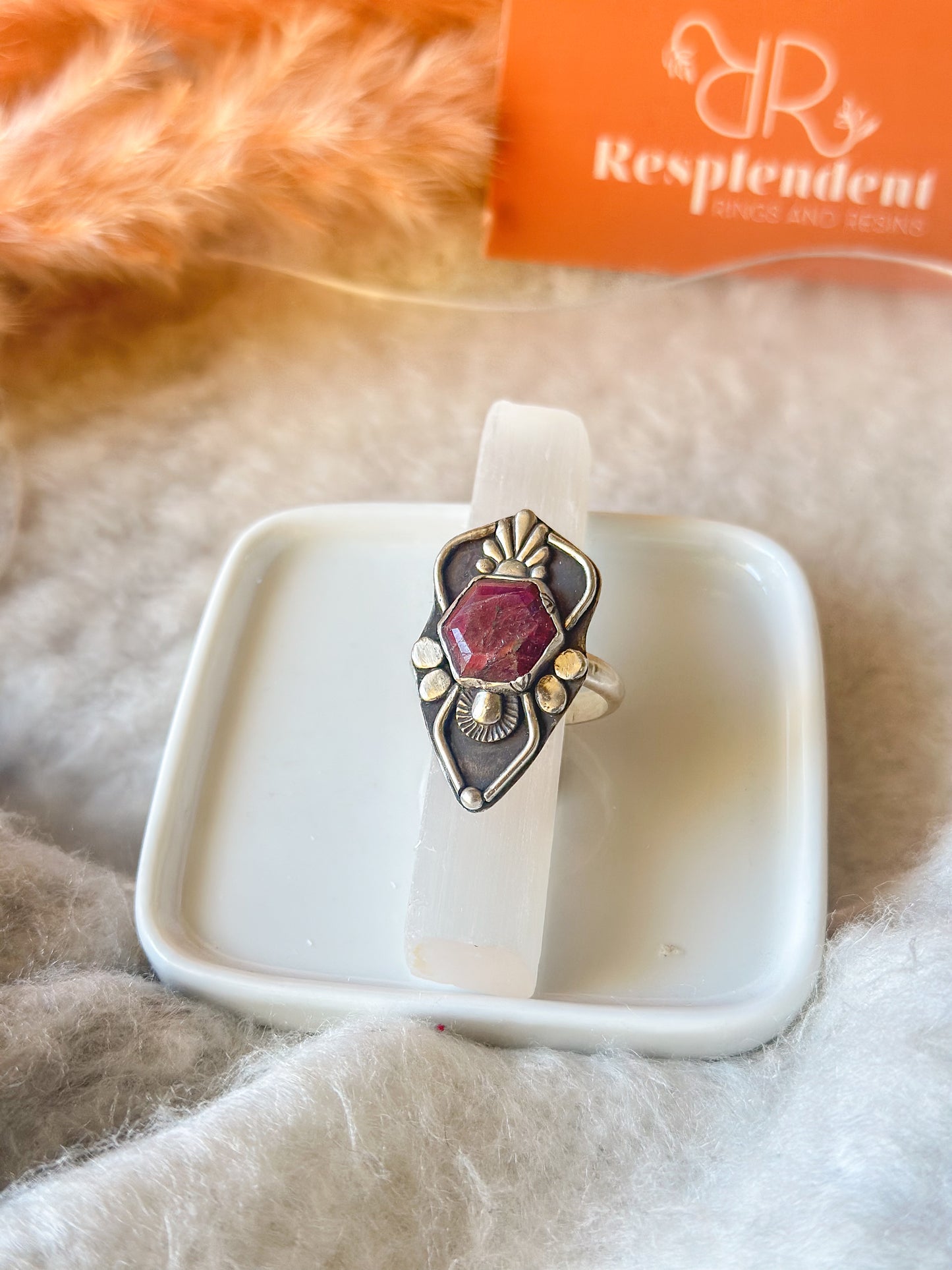 Spring 13 | Ruby stone silver ring | Size 12