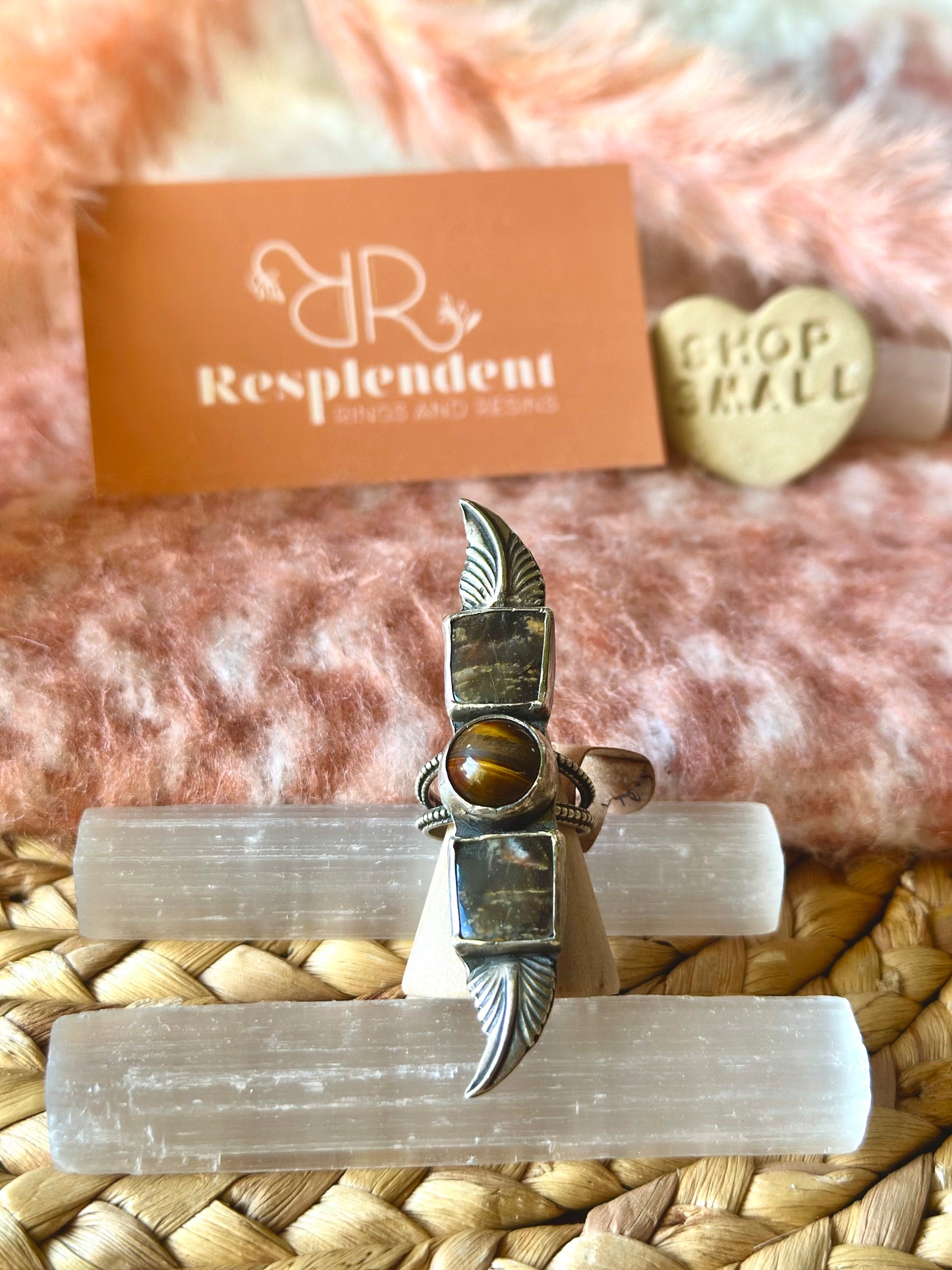 Spring 18 | Tigers eye and jasper silver ring | Size 6.5