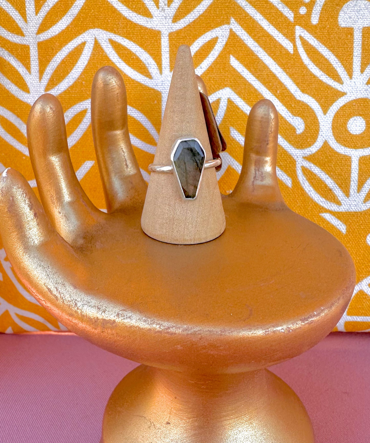 Labradorite Coffin ring Size 7.5