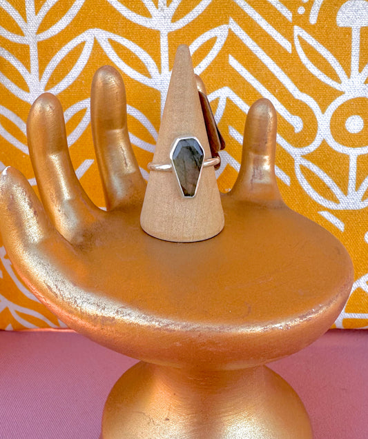 Labradorite Coffin ring Size 7.5