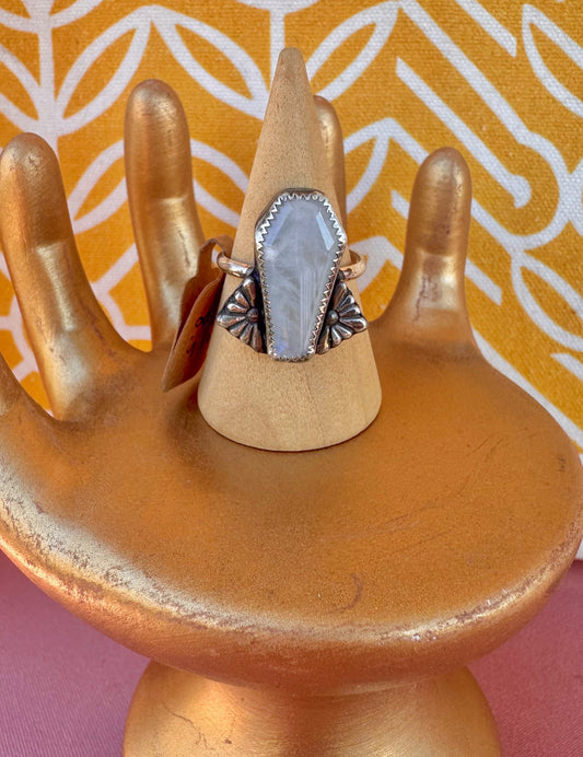 Moonstone Coffin ring Size 8.5