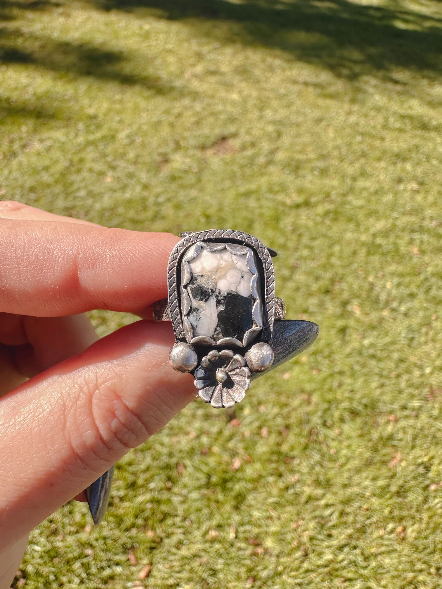 White Buffalo Silver Ring Size