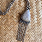 Silver Necklace with Peach Moonstone and fringe