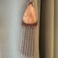 Silver Necklace with Peach Moonstone and fringe