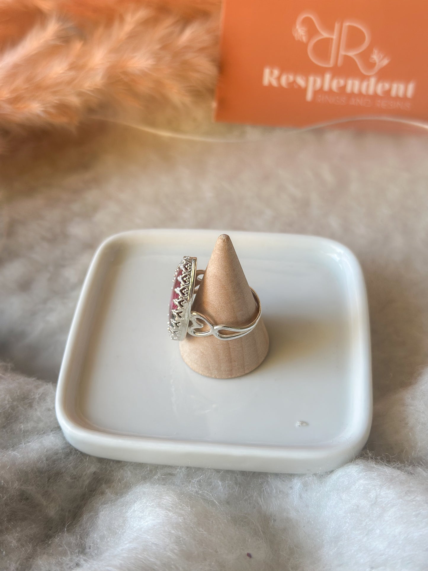 Spring 20 | Spiny oyster shell silver ring | Size 7.5